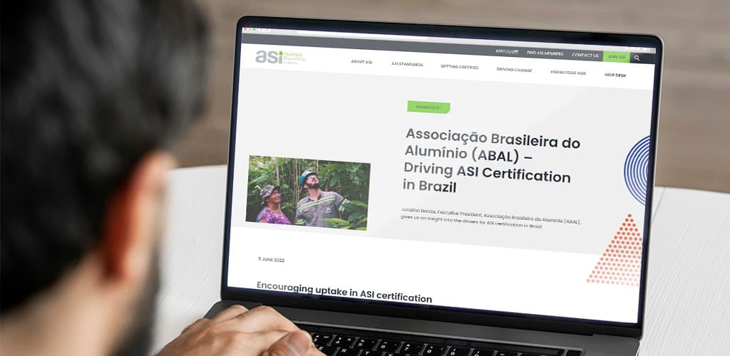 ABAL e sustentabilidade da indústria brasileira de alumínio são destaques no site da Aluminium Stewardship Initiative (ASI)
