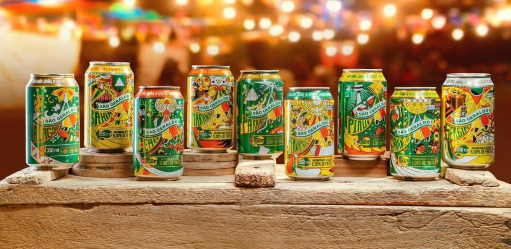 Cajuína São Geraldo celebra São João com latas de alumínio temáticas do Nordeste