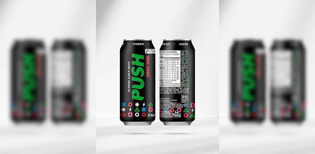 Energético Push ganha lata de alumínio com selo de sustentabilidade
